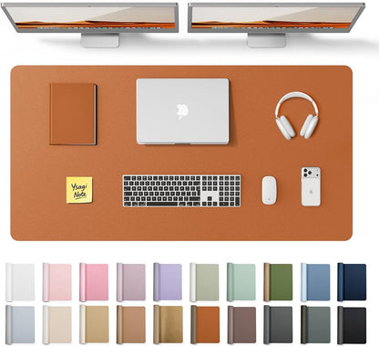 YSAGi Leather Desk Protector, Office Mat, Large Mouse Mat, Non-Slip PU Leather Blotter, Laptop Pad, Waterproof Writing Pad for Office and Home (Light Pink, 23.6" x 13.8") - Colors A