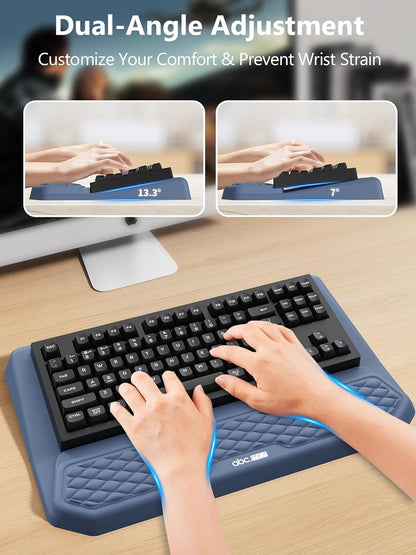 2-in-1 Ergonomic Keyboard Stand with Wrist Rest, Comfy Keyboard Riser Holder with Massage Design, Black