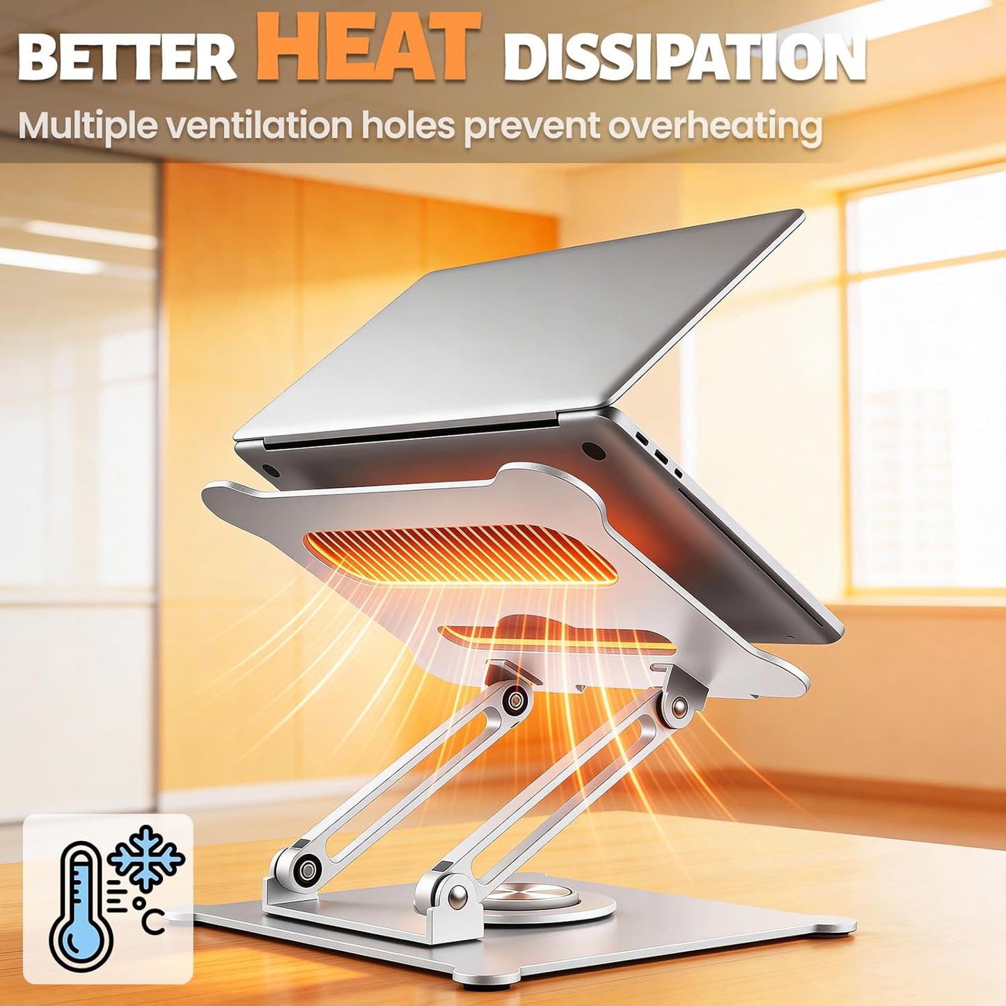 Urmust Laptop Notebook Stand Holder Adjustable Laptop Stand Portable Computer Riser Compatible with MacBook Air Pro HP Dell XPS Lenovo All Laptops 10-15.6"(Rose Gold)