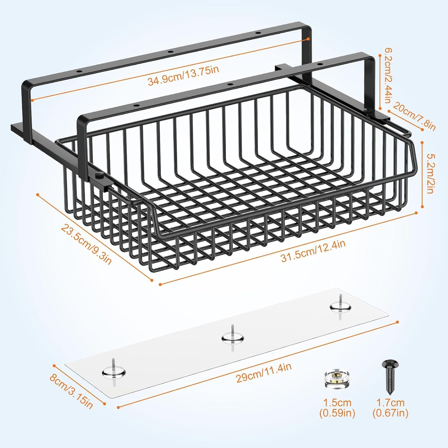 ENONCI Under Desk Drawer, Slide Out Design,No Drill Metal Under Desk Cable Management, Under Table Storage Shelf Tray Basket Under Table Drawer Organizer for Office, Home, Workspace, Cabinet