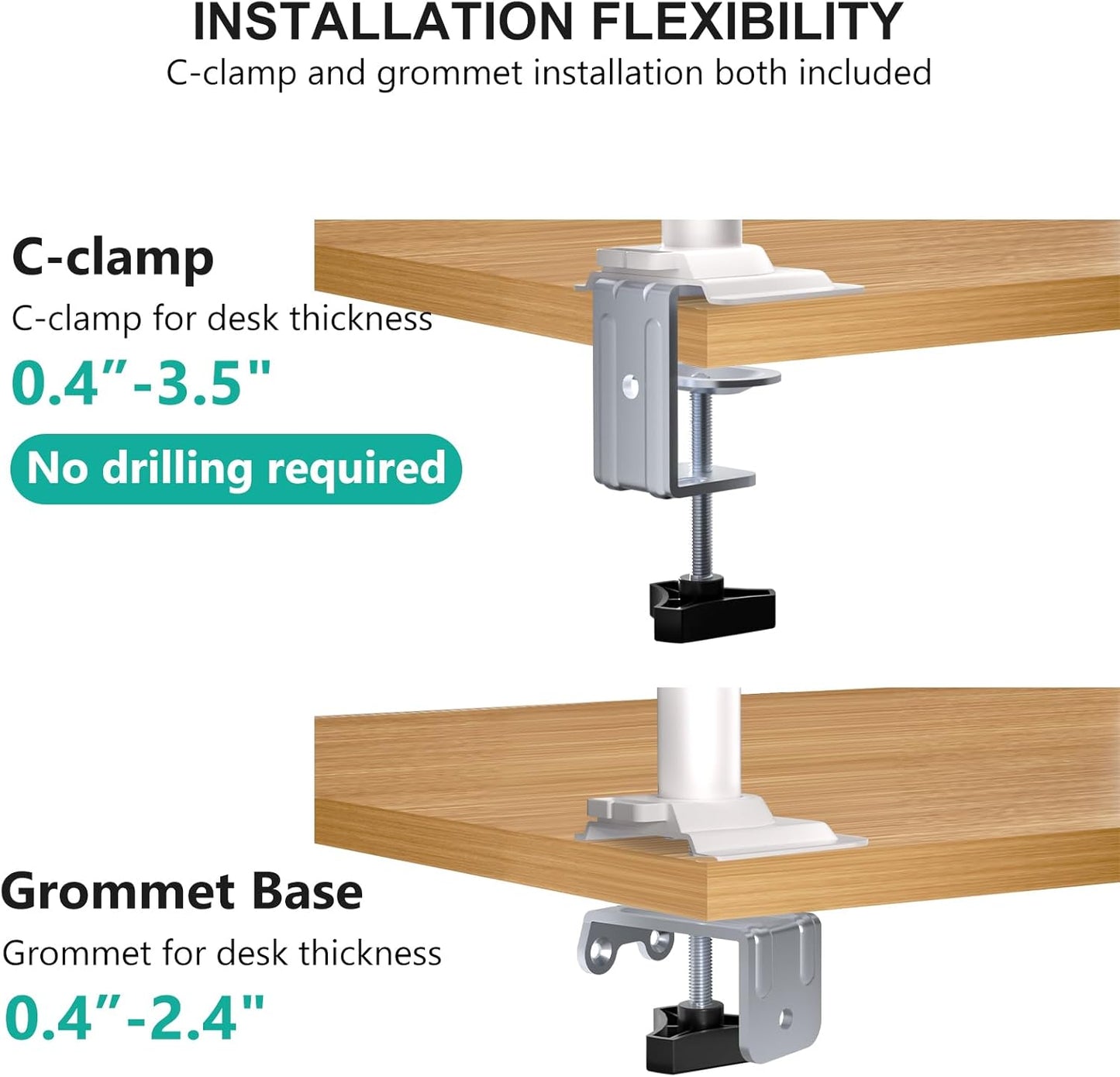 WALI Laptop Desk Mount for 17 inch Notebook, Adjustable Single Monitor Arm with Laptop Holder for 32 inch Screen, Laptops Stand with Ventilated Tray, Up to 22 lbs, (M00LP), Black