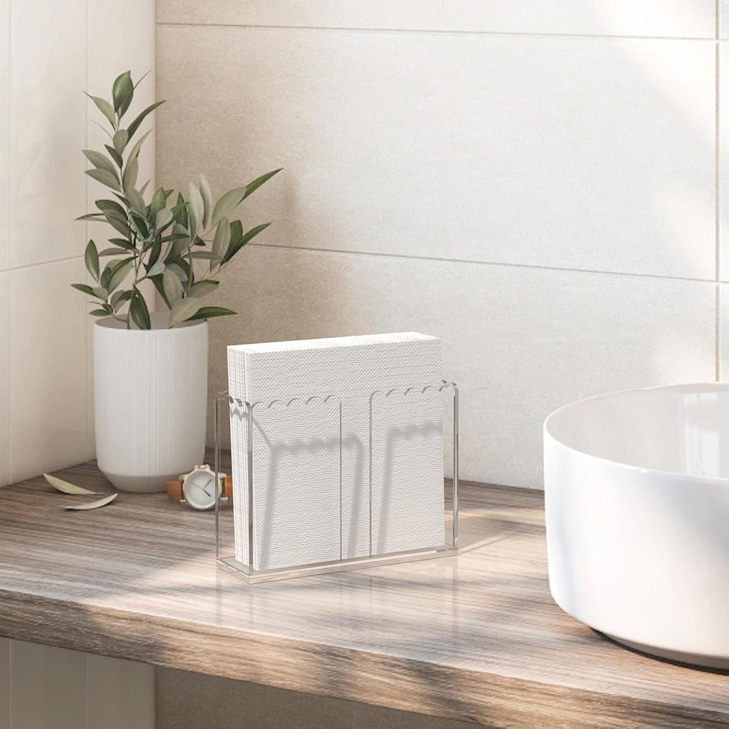 Transparent Acrylic Napkin Holder Clear Guest Paper Disposable Hand Towel Dispenser Tray Organizer For Table Home Kitchen Restaurant and Hotel Business