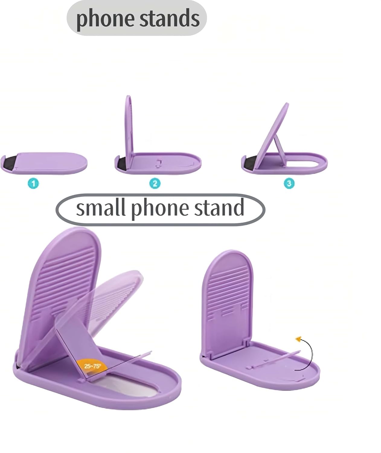 Prettyia Cell Phone Stands, Portable Phone Stand Phone Holder for Desk Applicable to iPhone Stand and Other Mobile Phones and Tablets Foldable Phone Stands 6pack
