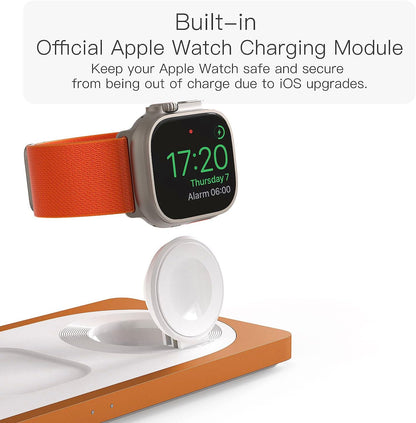 3-in-1 Charging Station for Apple Devices: Used for iPhone and Watch Charging Station with Magsafe Charger Stand, Wireless Charger for iPhone 17 Air 16 15 14 13 Series, Apple Watch Ultra, AirPods Pro