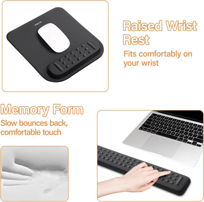 MOSISO Computer Keyboard Stand&Wrist Rest Support for Keyboard &Mouse Pad Set, Ergonomic Massage Wrist Rest Set, Easy Typing Working Acrylic Clear Stand for Office Home, Apricot