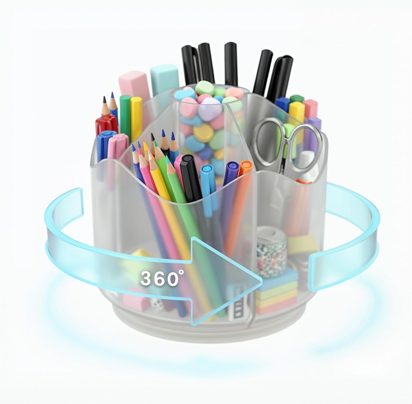 Black Pen Holder for Desk | 3 Compartment Organizer Desk for Pen, Pecils, Makeup Brushes, Tooth Brushes | Cute Pencil Cup Desk Organizers and Accessories for Office, Home, Classroom, Teacher Desks