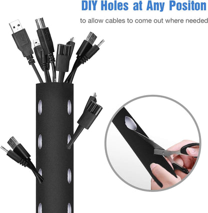 JOTO 4 Pack Cable Management Sleeve, 19-20 Inches Cord Organizer System with Zipper for TV Computer Office Home Entertainment, Flexible Cable Sleeve Wrap Cover Wire Hider System -Black