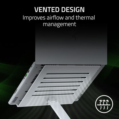 Razer Adjustable Laptop Stand: Supports Phones, Tablets, Laptops, Macbooks up to 18" - Adjust Height and Tilt - Durable Aluminum Construction - Vented Design - Foldable for Storage & Travel - Black