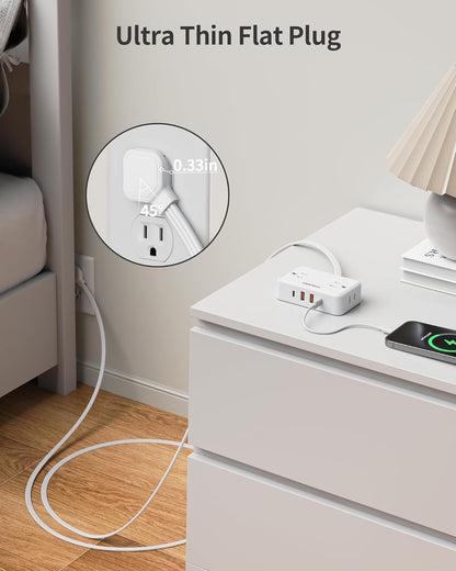 HOPOW Desk Clamp Power Strip, Desktop Mount Charging Station with 4 Outlets 4 USB Ports (2 USB C), 10Ft Under Desk Power Strip, Fits 2.75" Tabletop Edge, Extension Cord for Home Office, Black