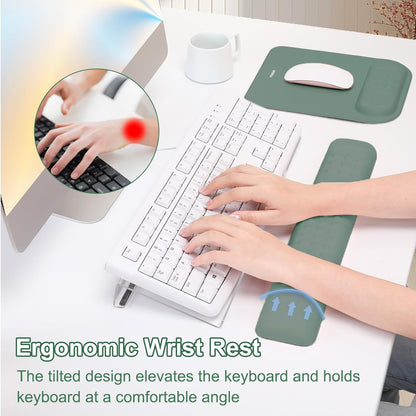 MOSISO Computer Keyboard Stand&Wrist Rest Support for Keyboard &Mouse Pad Set, Ergonomic Massage Wrist Rest Set, Easy Typing Working Acrylic Clear Stand for Office Home, Apricot