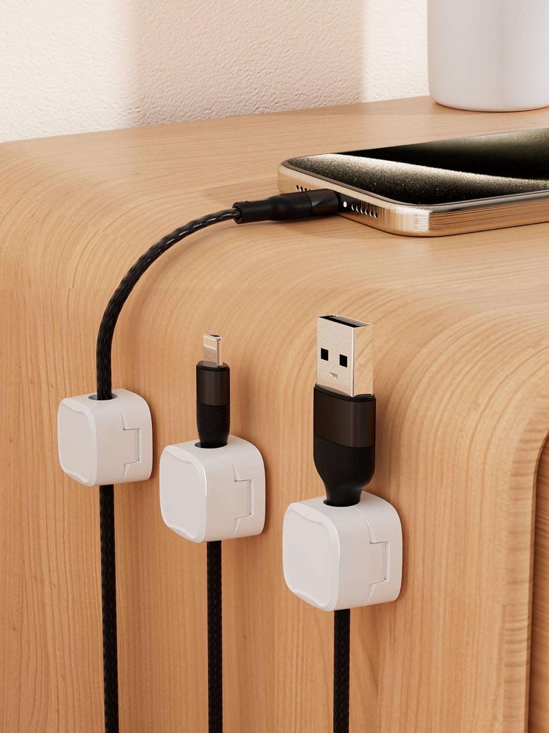 Magnetic Cable Clips, Adjustable Cord Holder Management, Adhesive Wire Keeper Organizer for Home Office Desk Phone PC Car Wall Desktop Nightstand Appliance (9-Pack Black Crystal)