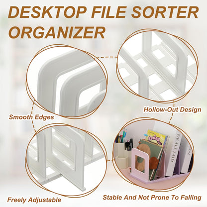 PATIKIL Vertical File Organizer, 8 Slots Desk File Organizer Vertical Upright Holder Plastic Adjustable Shelf Dividers for Desktop Sorter Office Magazine Rack Stand Bookshelf, Green
