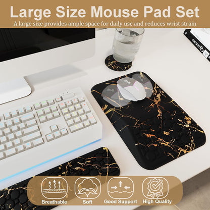 Ospelelf Mouse Pad with Wrist Rest and Keyboard Wrist Rest, Ergonomic Wrist Rest for Computer, Office, Gaming, Pink