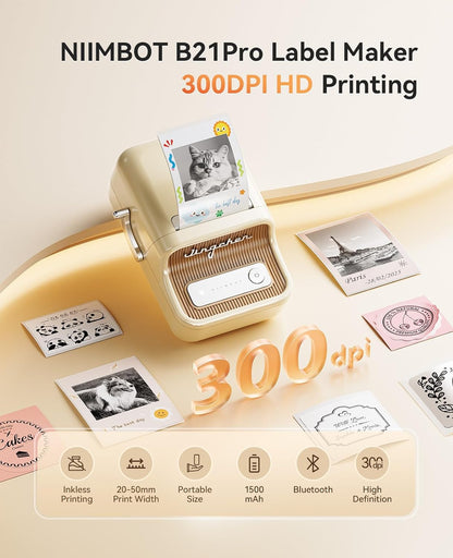 NIIMBOT B21 Pro Label Maker, 300DPI HD Label Printer, Ideal for Notes,Photos, Study Graphics, Memo Maker,50x30mm Label(Black)