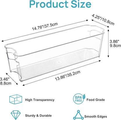 Vtopmart Breastmilk Storage Container 4PCS Set, Clear Freezer and Fridge Organizer Bins, Plastic Storage Bins for Breast Milk, Baby Pouches, Formula, Bottles and Yogurts, 4.3’’ Width, 14.7" Long