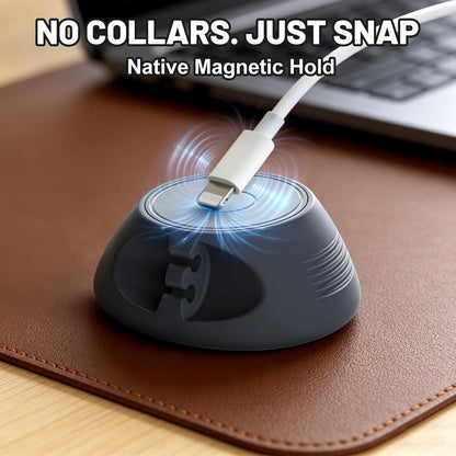 SOOoEC [N52 Ultra-Strong Snap-On Magnetic Cord Holder, Weighted Desktop Cable Organizer, Premium Liquid Silicone, No Collars Needed for iPhone & USB-C, Dual-Side Slots, Beige