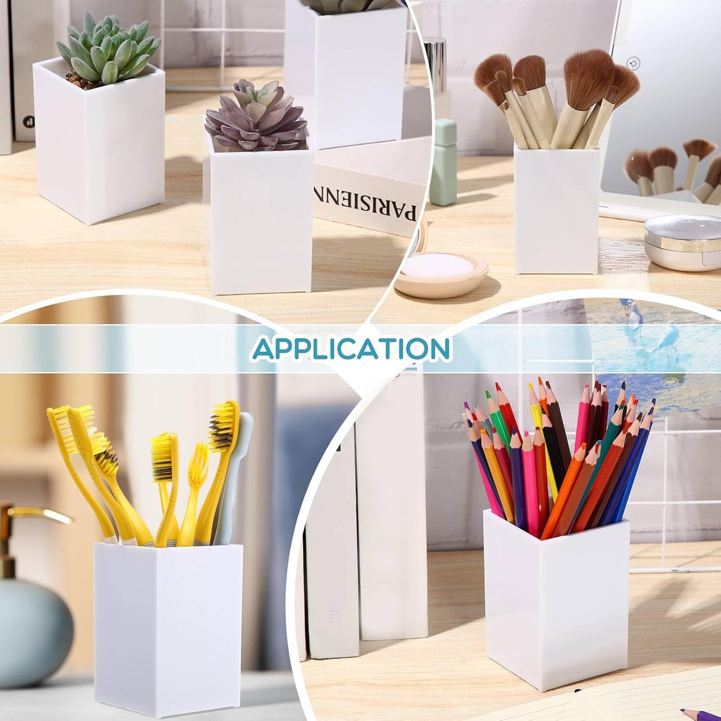 Crtiin 20 Pieces Acrylic Pencil Holder Makeup Brush Holder Pen for Desk Pencil Cup Acrylic Desk Accessories Desktop Stationery Organizer for Office School Home Supplies(Clear)