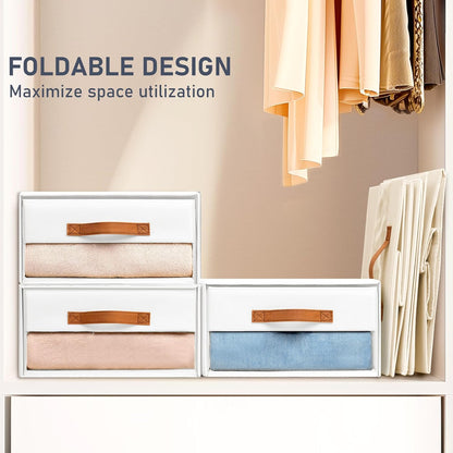 DIMJ Closet Organizers and Storage - Fabric Bins with Drawers for Closet Foldable Clothes Organizers with Clear Window, Stackable Storage Drawers Units for Bedroom, Living Room, 4-Pack, Grey