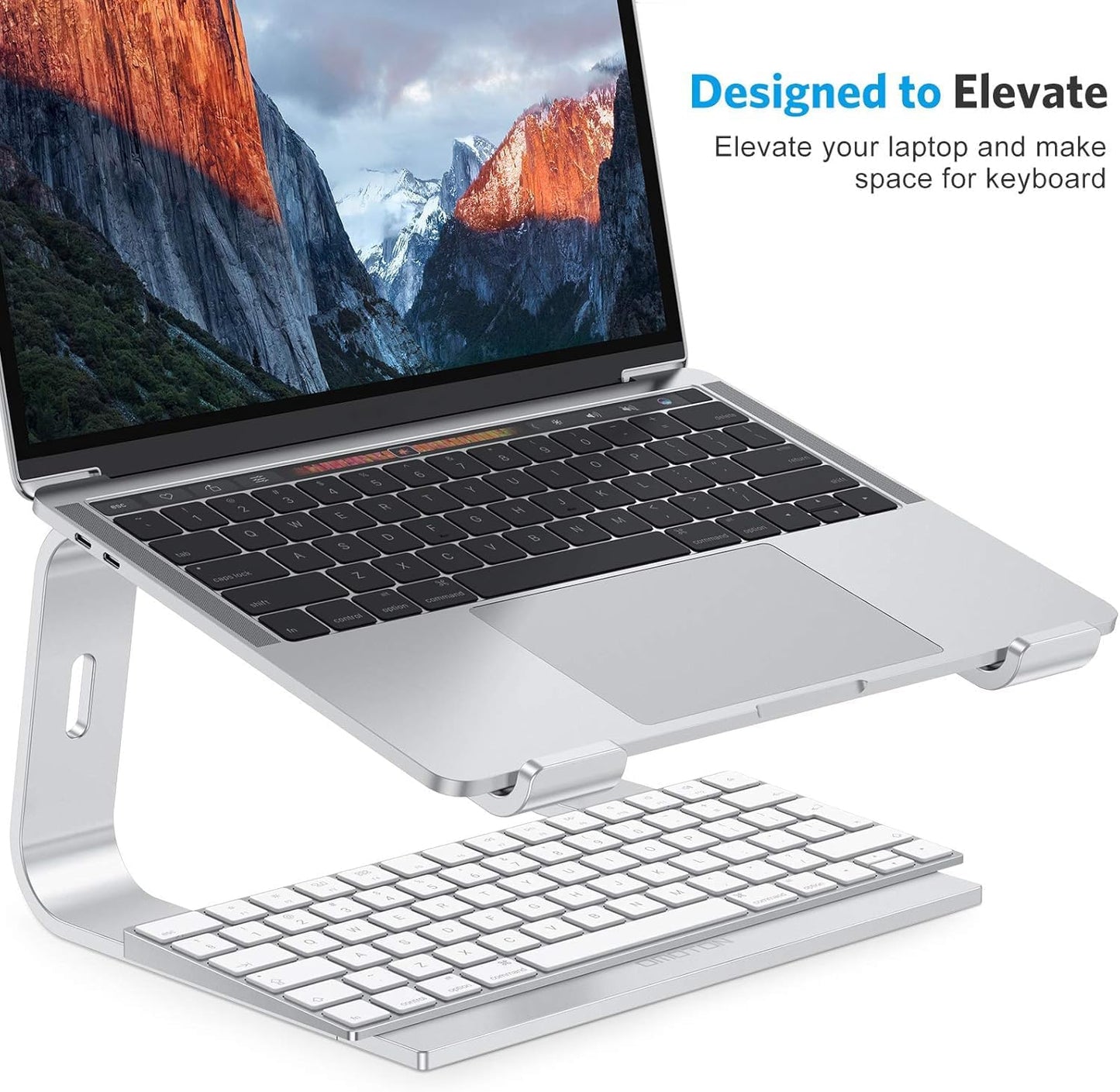 OMOTON Laptop Stand, Detachable Laptop Mount, Aluminum Laptop Holder Stand for Desk, Compatible with MacBook Air/Pro, Dell, HP All Laptops (11-16 inch), Silver
