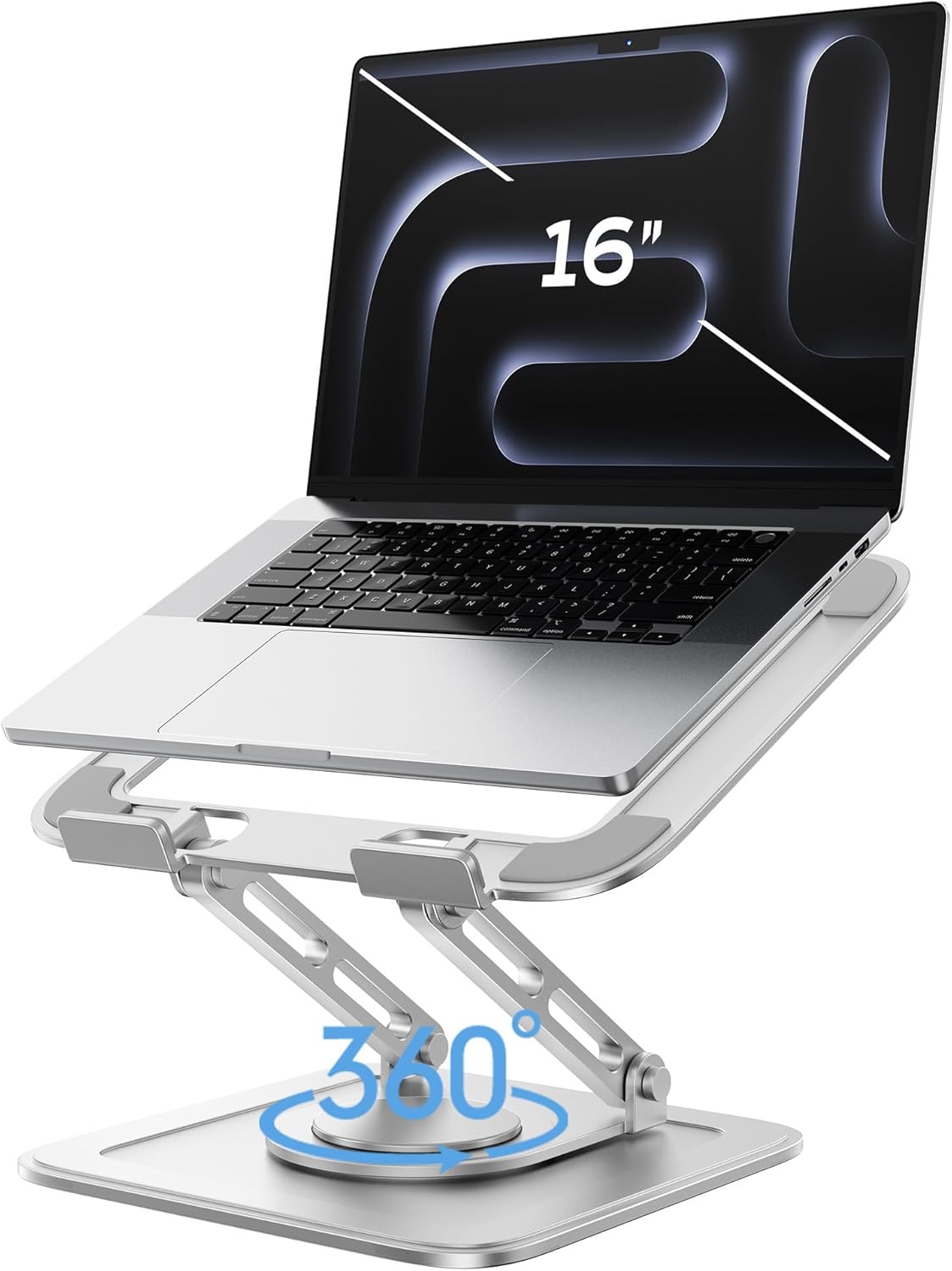 LOXP Adjustable Laptop Stand, Computer Stand with 360 Rotating Base, Ergonomic Laptop Riser Mount for Desk Foldable Protable Computer Desk Fits with MacBook Pro Air (10-16") - Black