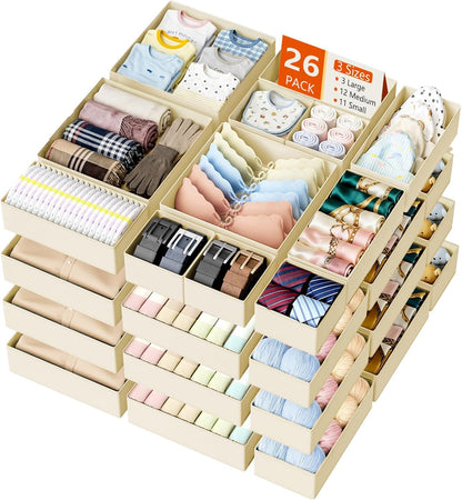 DIMJ Drawer Organizer Clothes - 20 Pack Closet Drawer Organizer Bins for Baby Clothes Storage, Fabric Dresser Organizer for Nursery Bedroom, Foldable Small Drawer Dividers for Underwear Socks