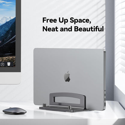 TECKNET Vertical Laptop Stand, Adjustable Aluminum Laptop Stand (Fits Up to 17.3"), Space-Saving Vertical Stand with Non-Slip & Scratch-Resistant Silicone, Compatible with MacBook Pro/Air, Dell, HP