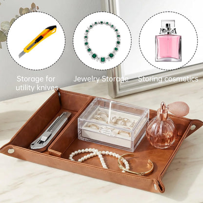 Multi-functional storage tray - suitable for jewelry, wallets, watches, keys, coins, mobile phones, glasses - very suitable as a storage tray for bedside tables, desks and doorways.
