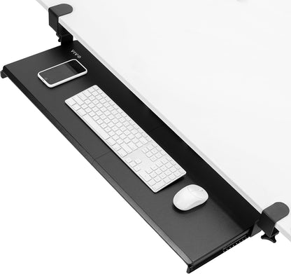VIVO Large Clamp-on Computer Keyboard and Mouse Under Desk Slider Tray, 27 x 11 inch Pull Out Platform Drawer, White, MOUNT-KB05W