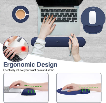 MOSISO Wrist Rest Support for Mouse Pad&Keyboard Set, Circle Curved Ergonomic Mousepad&Coaster Non-Slip Base Home/Office Pain Relief&Easy Typing Pad with Soft Cloth&Silicone Lining, Antique Green