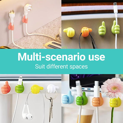 40 Pcs Creative Thumbs Up Wall Hooks, Self-Adhesive Silicone Thumb Holders, Multi-Function Cord Holder Clips for Desk Wall Nightstand, Wire Organizer for Charging Cables Keys,Pencils