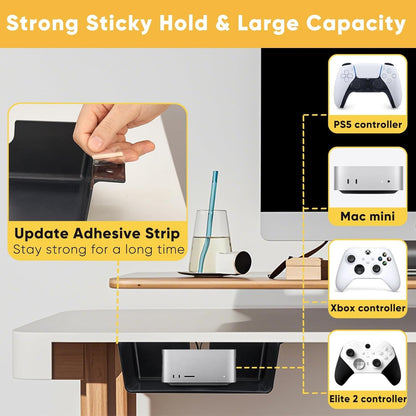 2 Pack Under Desk Hanging Drawer Slide Pull Out, Attachable Clear Acrylic Storage Tray, Easy Hidden Self Adhesive Mount Cabinet Shelf Holder for Tables, Home & Office, Counters, Workstation