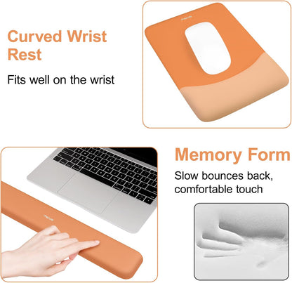 MOSISO Wrist Rest Support for Mouse Pad&Keyboard Set, Rectangular Ergonomic Mousepad Non-Slip Base Home/Office Pain Relief&Easy Typing Pad with Neoprene Cloth&Raised Silicone Lining, Green