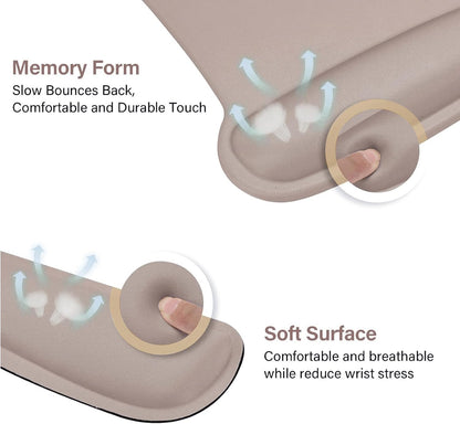 MOSISO Wrist Rest Support for Mouse Pad & Keyboard Set, Ergonomic Mousepad Non-Slip Base Home/Office Pain Relief & Easy Typing Cushion with Neoprene Cloth & Raised Memory Foam, Apricot