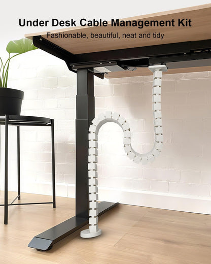 Under Desk Cable Management Vertebrae Fit for Sit Stand Desk Management, Magnetic Fixation Adjustable Length Cable Management Spinal, Flexible Chain Raceway Black
