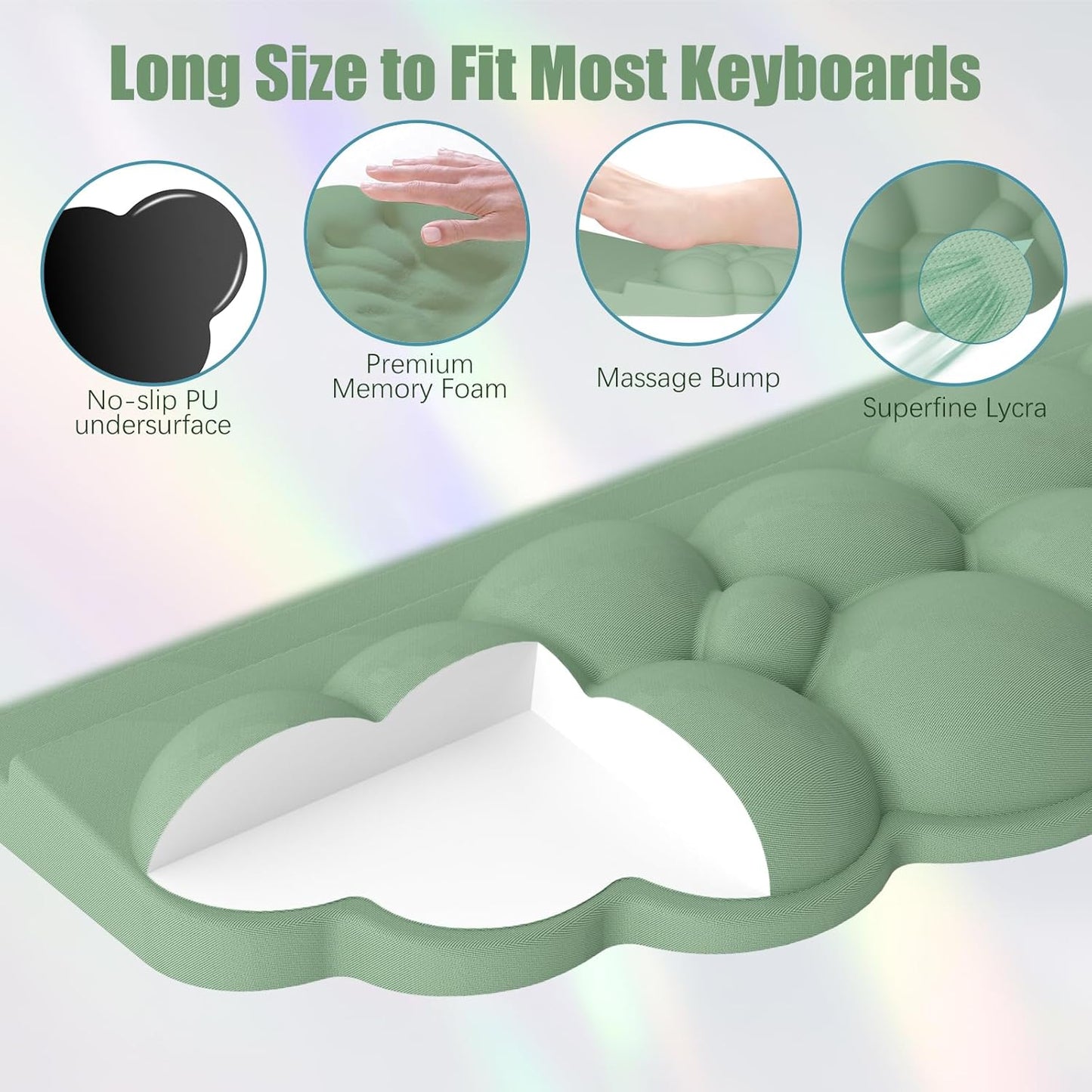 Ergonomic Wrist Rest for Keyboard and Mouse, Soft Memory Foam Cloud Keyboard Stand Pad with Wrist Rest Set, Easy Typing, Pain Relief, Comfort for Office, Work, Gaming - White