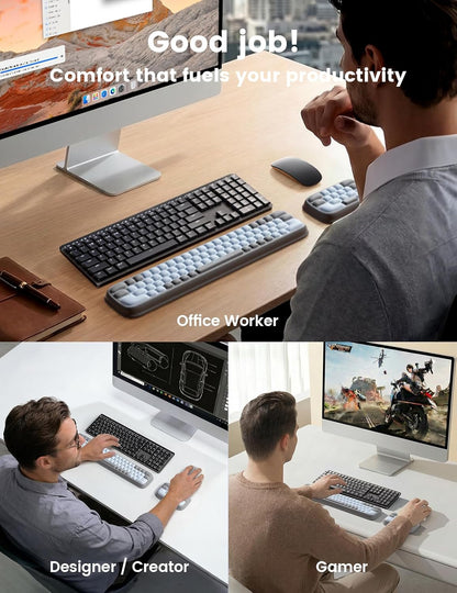 Meatanty Keyboard and Mouse Wrist Rest Set, Computer Wrist Pad Support, Ergonomic Keypad Hand Rest Combo, Memory Foam Typing Desk Accessory Carpal Tunnel Cushion, Laptop Office Home School Women Cute