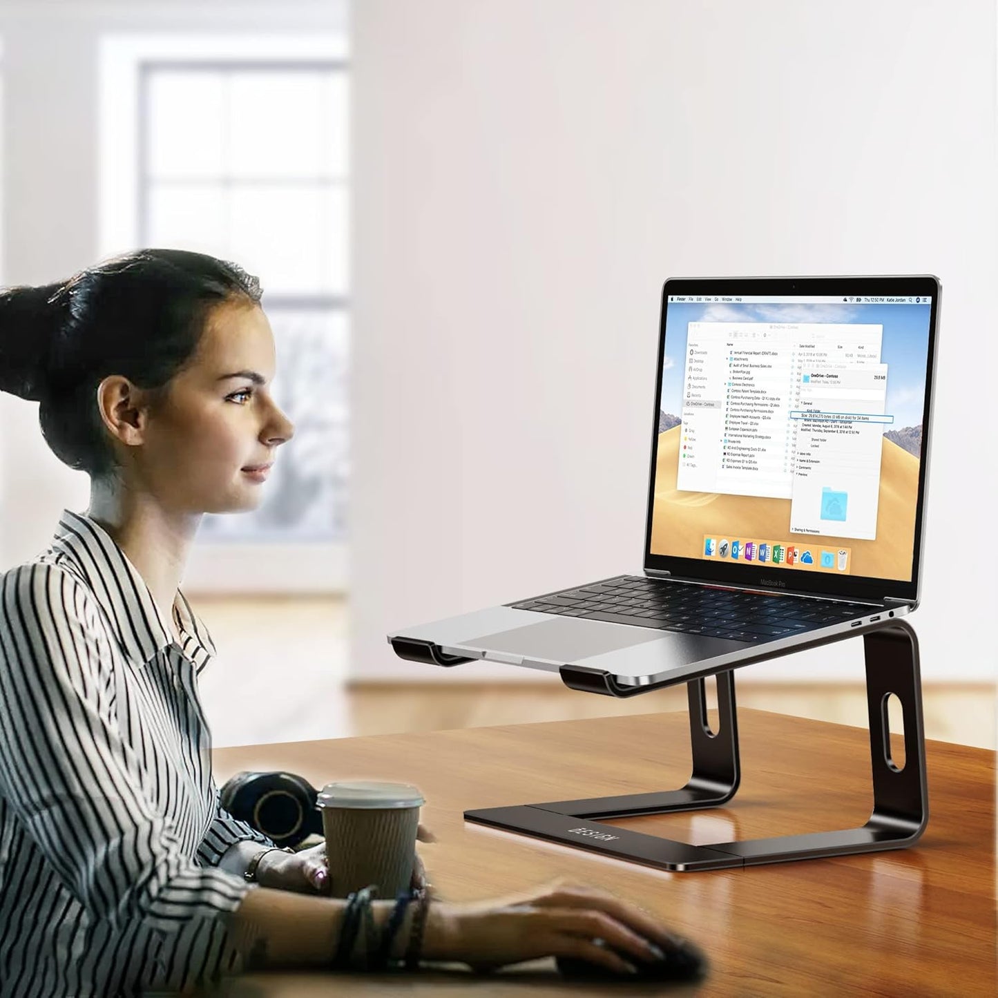 BESIGN LS03 Aluminum Laptop Stand, Ergonomic Detachable Computer Stand, Notebook Riser, Laptop Mount Compatible with Air, Pro, Dell, HP, Lenovo More 10-15.6" Laptops, Silver