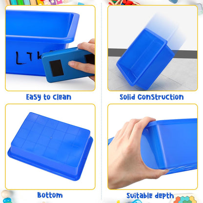 Hoteam 10 Pcs Flat Storage Organizer Tray Bin Paper Tray for Classroom Plastic Stackable File Organizer for School Office Teacher Book Organization(Clear,13.78 x 9.84 x 3.15 Inch)