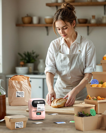 Phomemo M110 Label Makers - Barcode Label Printer Bluetooth Label Maker Portable Thermal Printer for Small Business, Address, Barcode, Logo, Clothing, Mailing, Sticker Printers for Phone & PC, Black