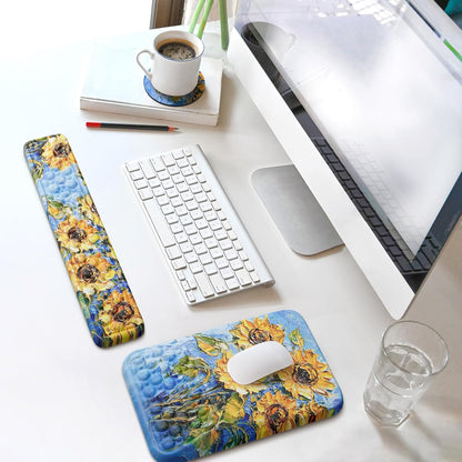 Ospelelf Mouse Pad with Wrist Rest and Keyboard Wrist Rest, Ergonomic Wrist Rest for Computer, Office, Gaming, Pink
