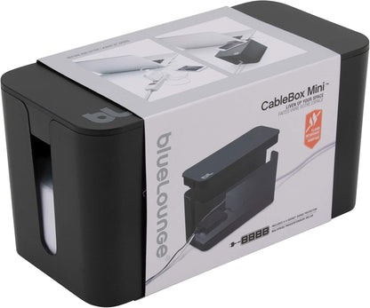 Bluelounge CableBox Mini Cable Management with Small Surge Protector, Black (CBM-BL)