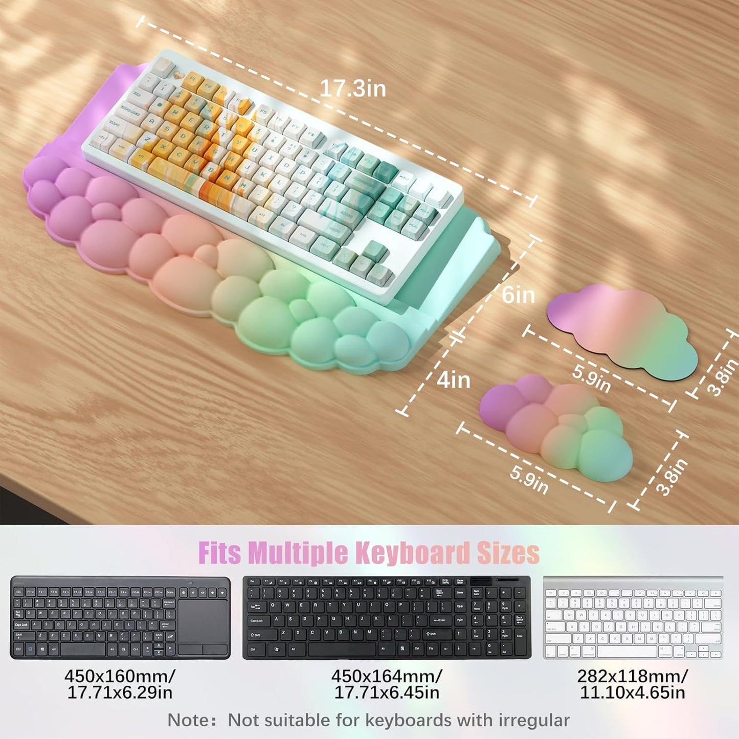 Ergonomic Wrist Rest for Keyboard and Mouse, Soft Memory Foam Cloud Keyboard Stand Pad with Wrist Rest Set, Easy Typing, Pain Relief, Comfort for Office, Work, Gaming - White