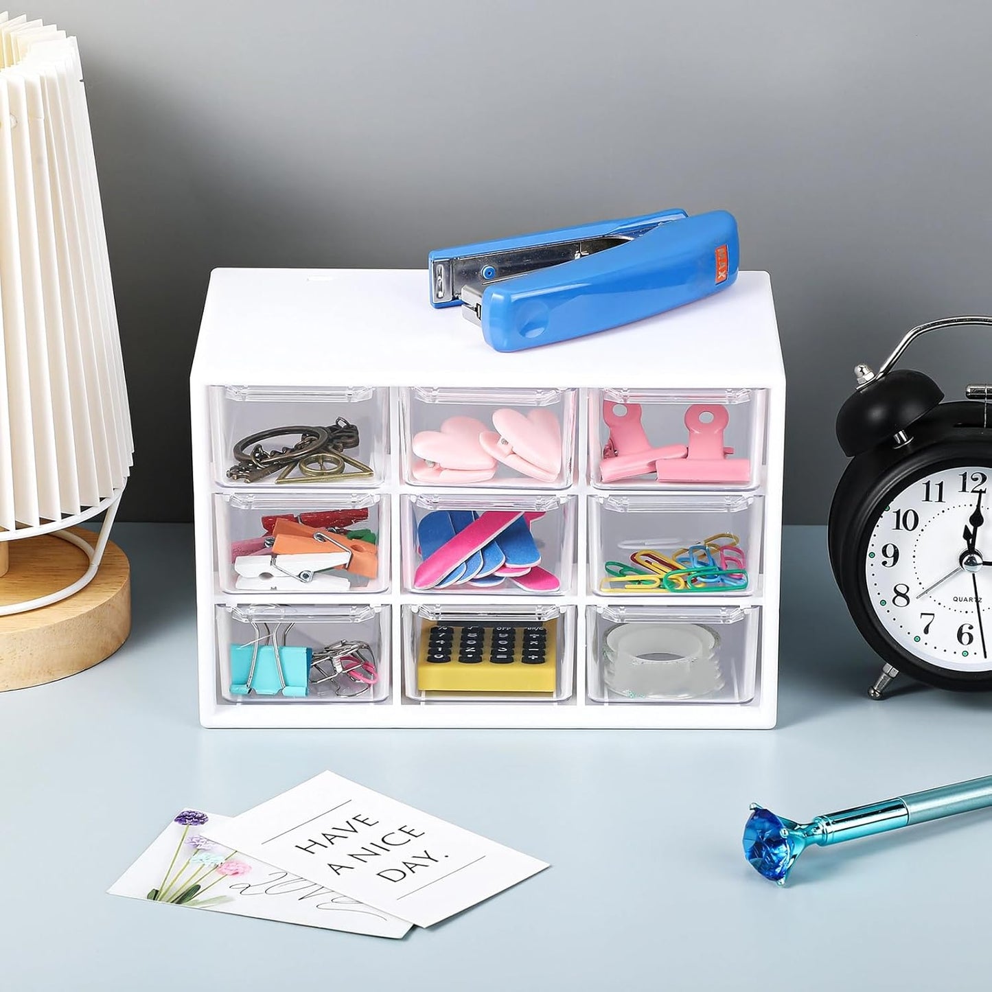 Amyhill 6 Pcs Mini Drawer Organizer Small Organizer with 9 Drawers Plastic Desktop Craft Storage Box for Office Home Room Jewelry Cosmetics Collection(White)