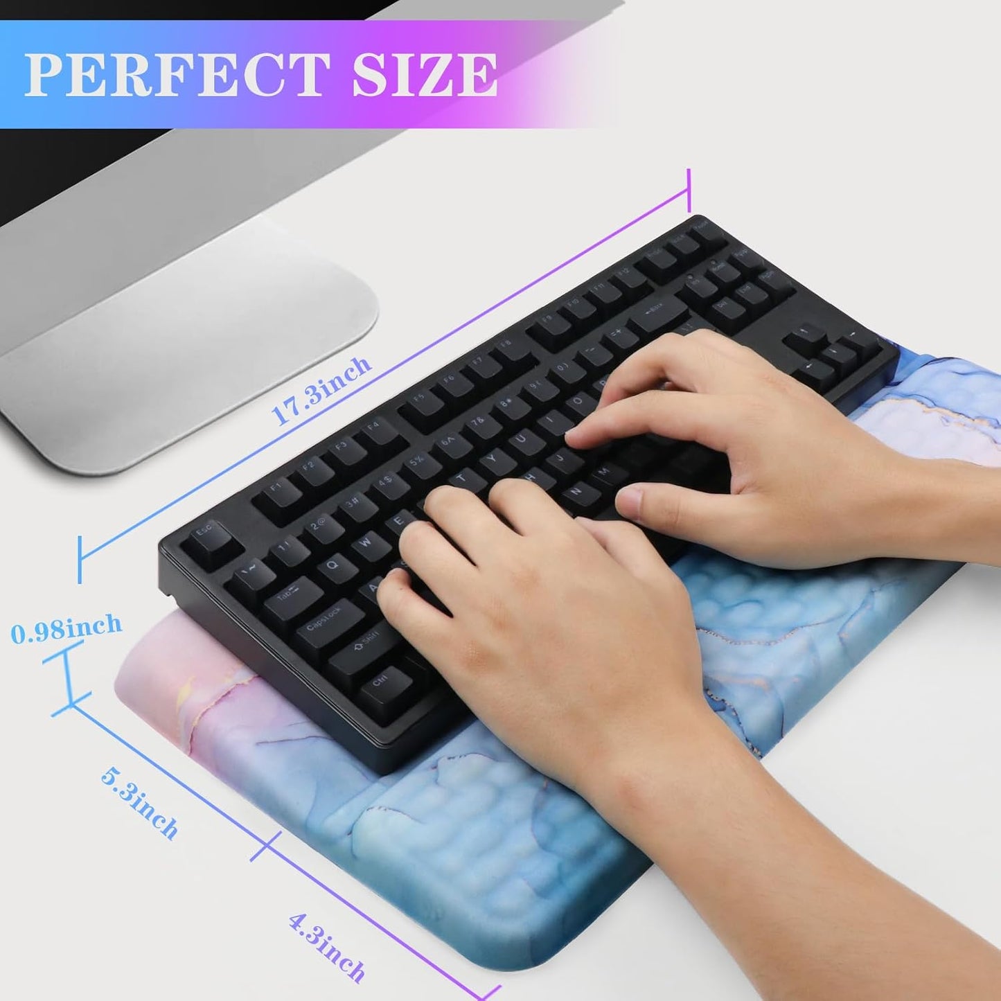 Computer Keyboard Stand with Wrist Rest, Ergonomic Tilted Keyboard Holder - Keyboard Riser with Wrist Pad - Keyboard Tray Support for Office Home - Black