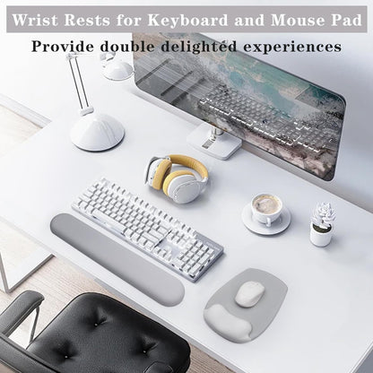 Wrist Rest for Keyboard and Mouse, Ergonomic Gel Computer Keyboard Wrist Rest with Memory Foam, Keyboard Wrist Support Pad for Long Hours of Work, Gaming, Studying-Relieve Wrist Pain