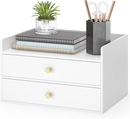 Bamboo Desk Organizer - Stackable, No Assembly Required, Ideal for Office/Home Use - Perfect for Toiletries, Stationery, Accessories. (White, Fence three Desk Organizer)