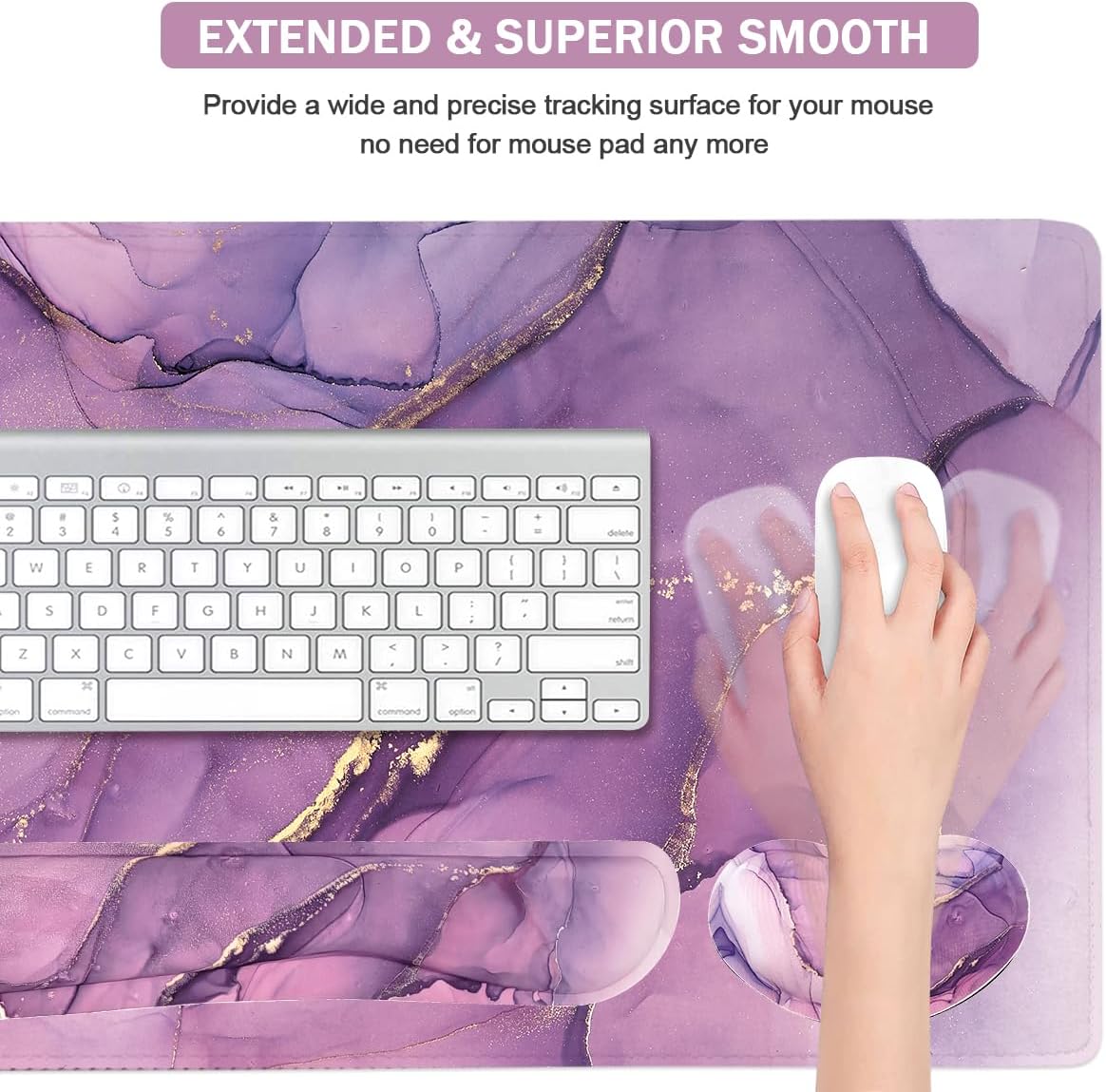 Large Mouse Pad and Keyboard Wrist Rest, Desk Pad for Keyboard and Mouse, 4-in-1 Large Gaming Mouse Pad with Wrist Support, Desk Mat for Home Office Study Game-Galaxy Fluid