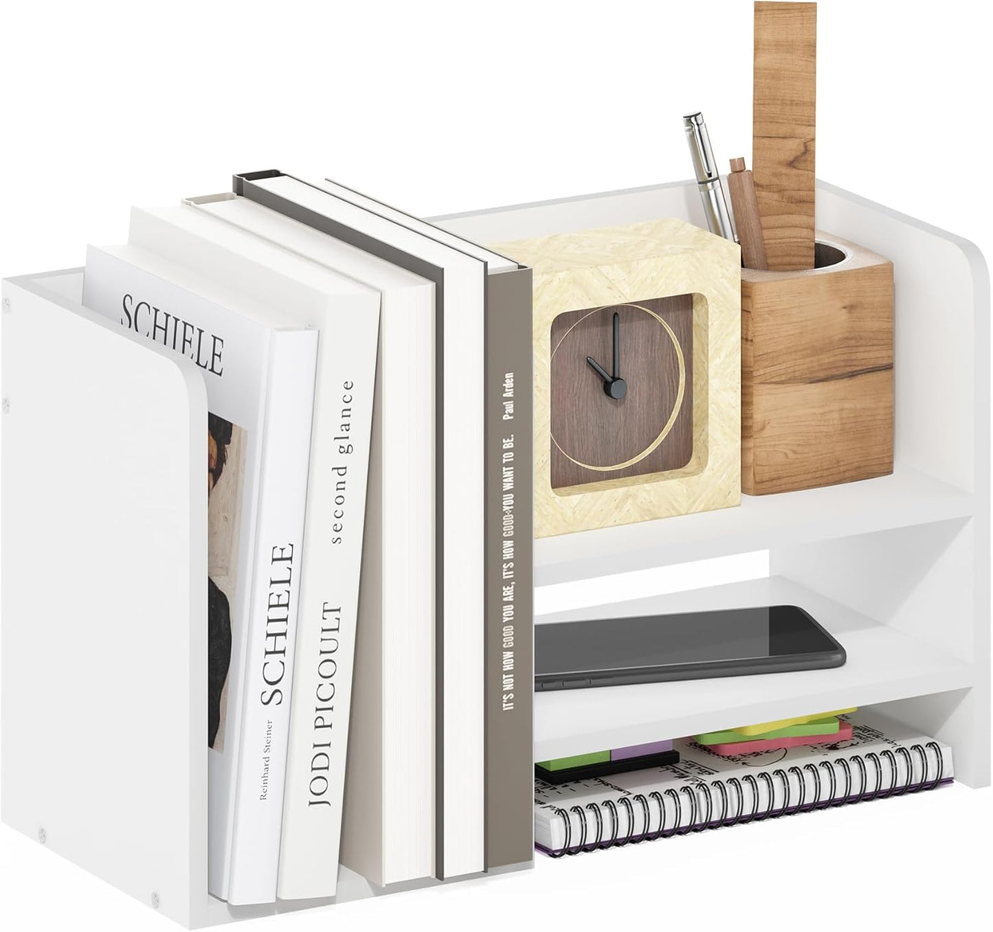Furinno Classic Desk Organizers and Accessories, 2-Tier Monitor Riser, Office Organization, Desk Top Book Shelf, for Office Supplies, Office Desk Accessories, Dark Espresso