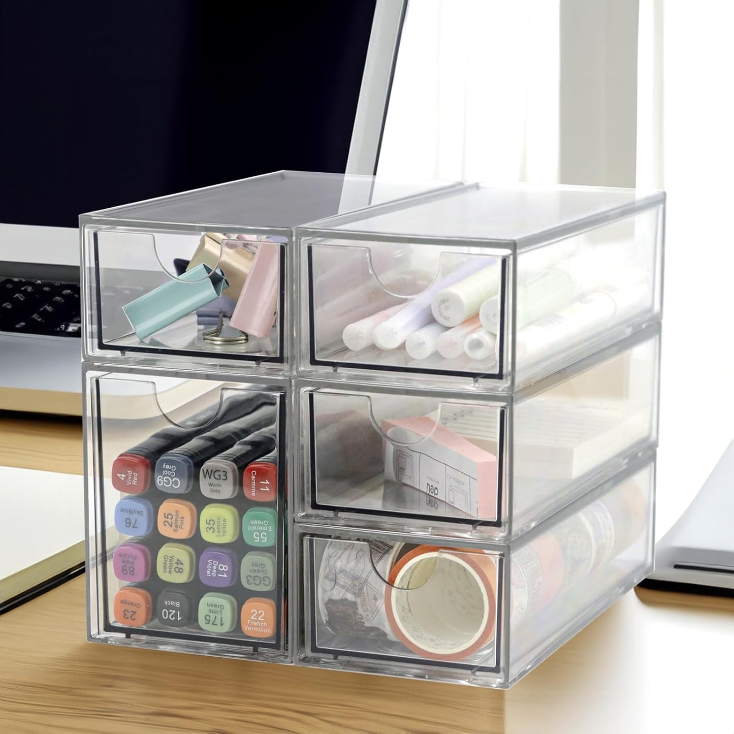 Acrylic Makeup Organizer, 10 Drawers Clear Storage Organizer Desktop Stackable Storage Drawers, Plastic Organizer Bins for Makeup, Stationery, Cosmetics, Vanity, Bathroom,Cabinet,Pantry Office Desk