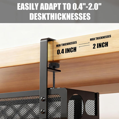 Under Desk Cable Management 27 inches Metal Cord Organizer No Drill Wire Management and Cord Organizer for Home Office Standing Desk